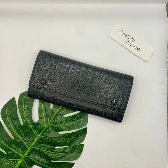 Celine Large Flap Wallet Continental Long Double Snap Trifold Black Calfskin - Picture 1 of 15
